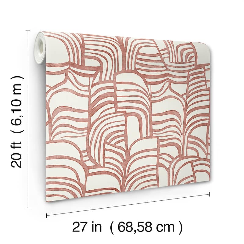 Featherwork Red Premium Peel and Stick Wallpaper