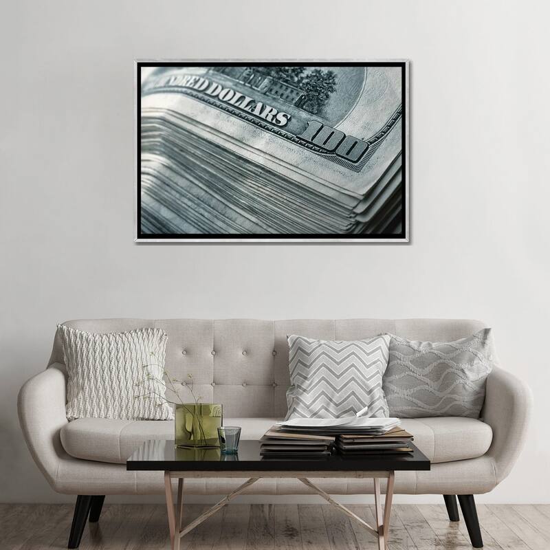 iCanvas "Stack Of Money" by Nomadsoul1 Framed