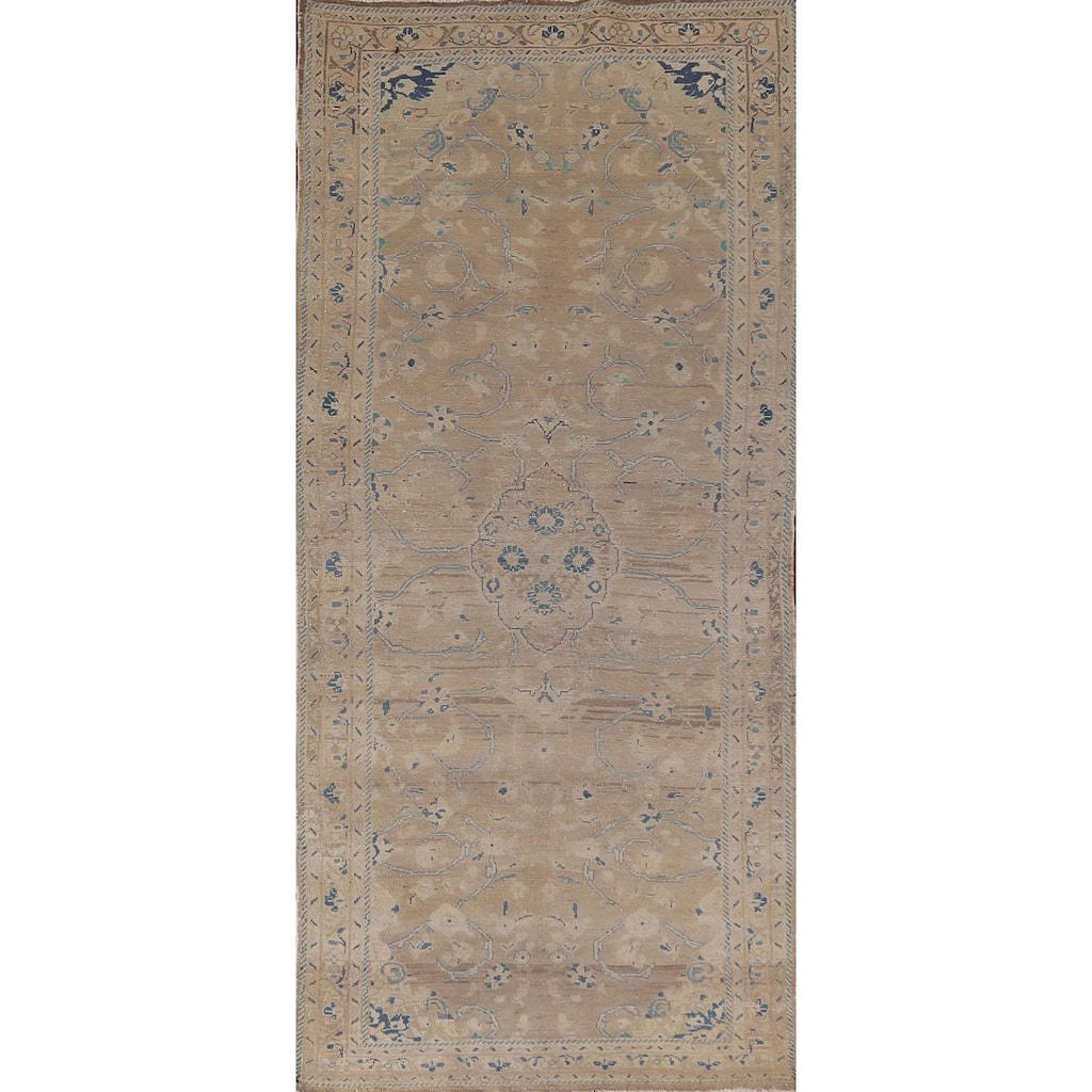 Distressed Mahal Persian Vintage Runner Rug Handmade Wool Carpet - 3'10" x 10'3"