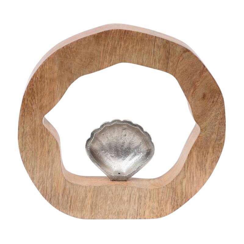 Decorative Figurine on Round Wooden Stand Sculpture