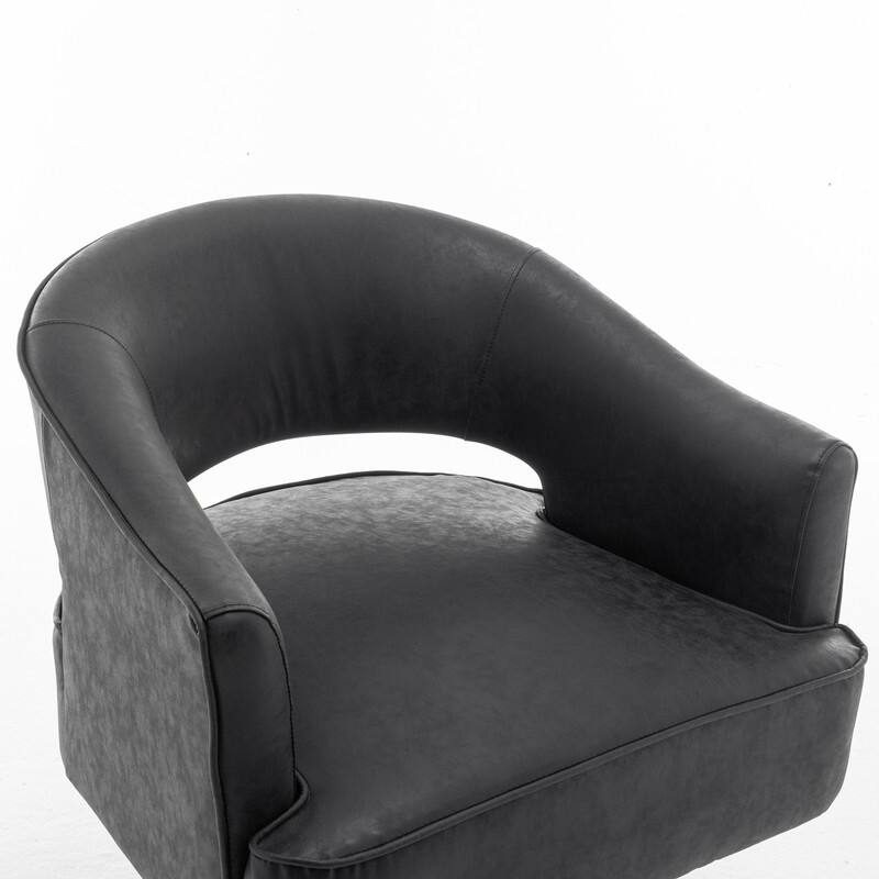 SEYNAR Modern PU Leather 360 Degree Swivel Accent Barrel Chair Set of 2