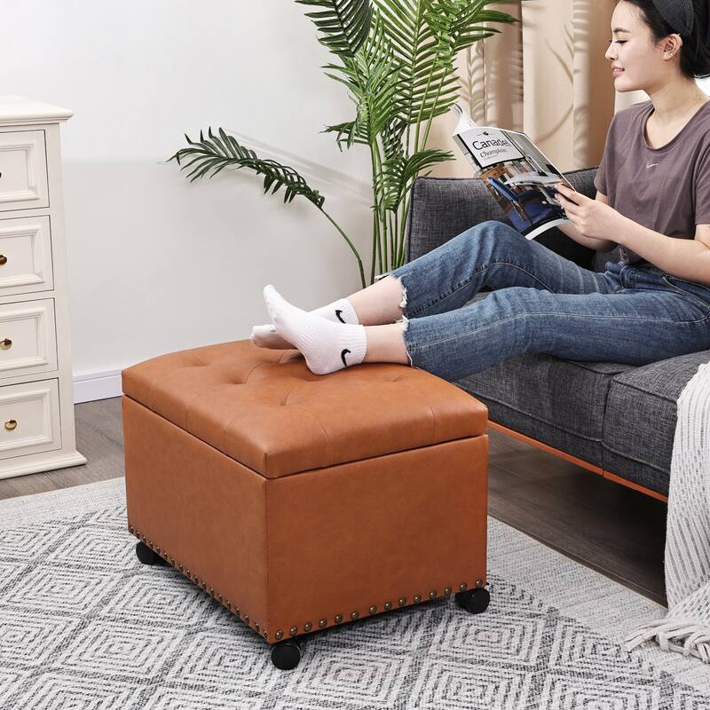 Adeco High End, Classy, Tufted Storage Bench, Ottoman Footstool