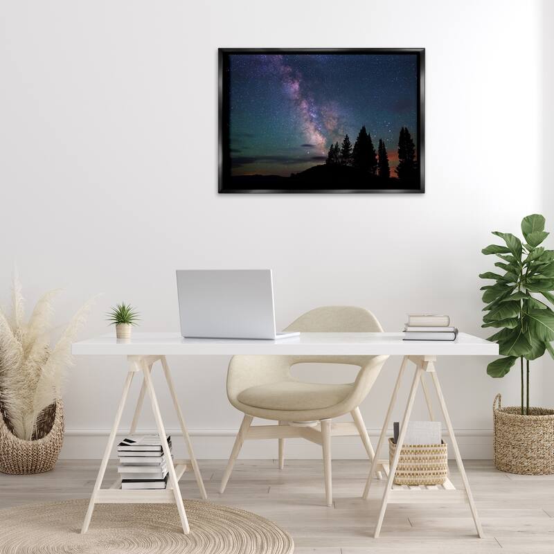 Stupell Silhouetted Forest & Night Sky Framed Floater Canvas Wall Art Design By Royce Bair
