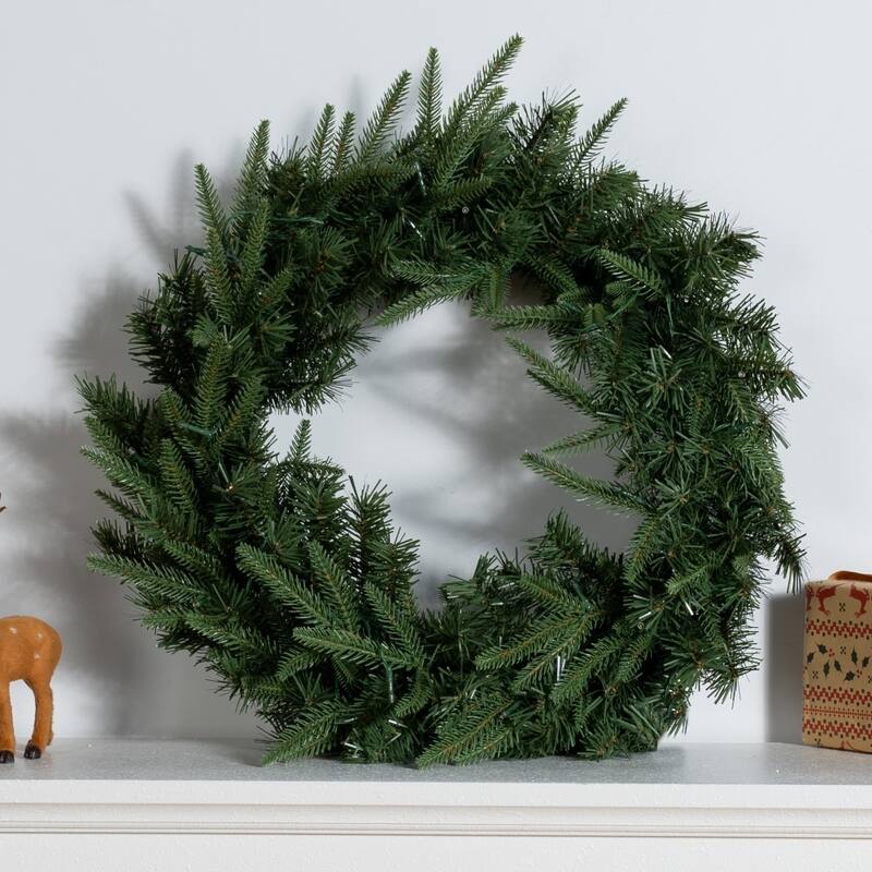 23.62" Green Realistic Artificial Holiday Christmas Wreath for Decor - Green