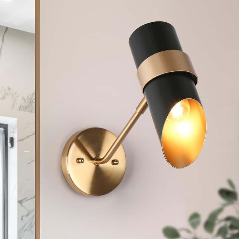 Modern Black 1-Light Swing Arm Light Hardwired or Plug-in Wall Sconces Lamps