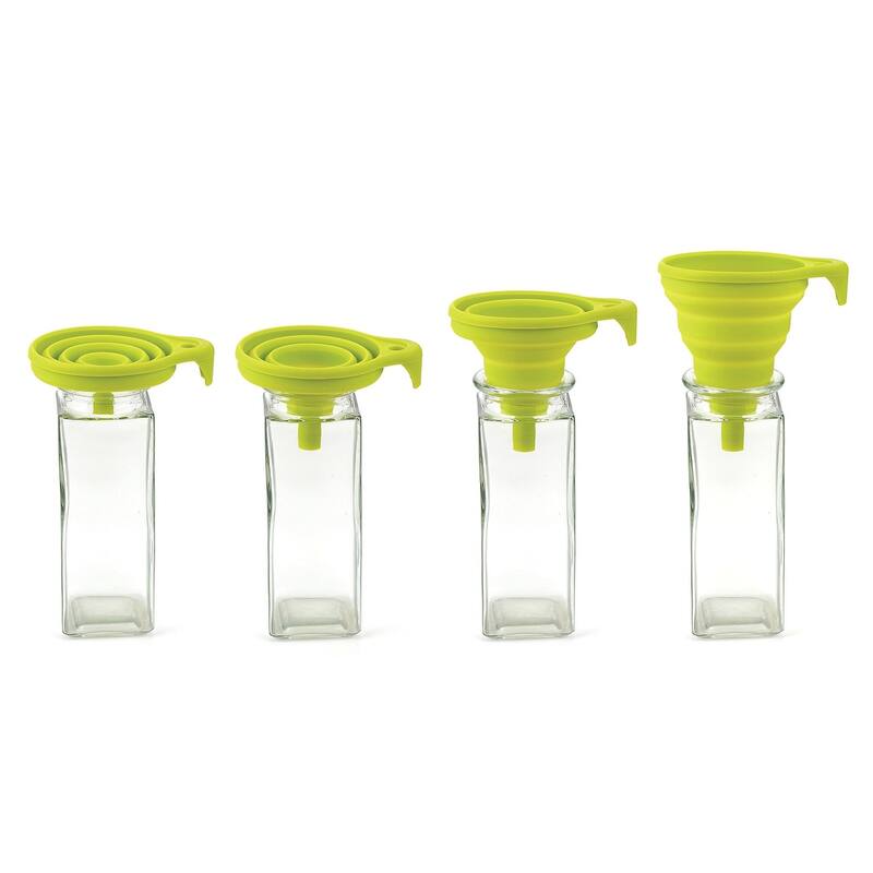 Collapsible 4.25-inch Green Silicone Funnel - 5.25x4.25x5.75