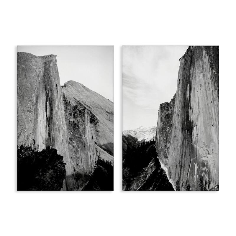 Stupell Monochrome Yosemite Cliffs Canvas Wall Art Design By Gemma Bardot (Set of 2) - 20 x 30