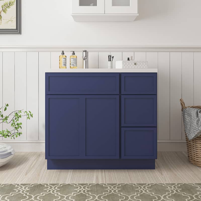 Vanity Art 36" Oak Freestanding Bathroom Vanity Cabinet without Top