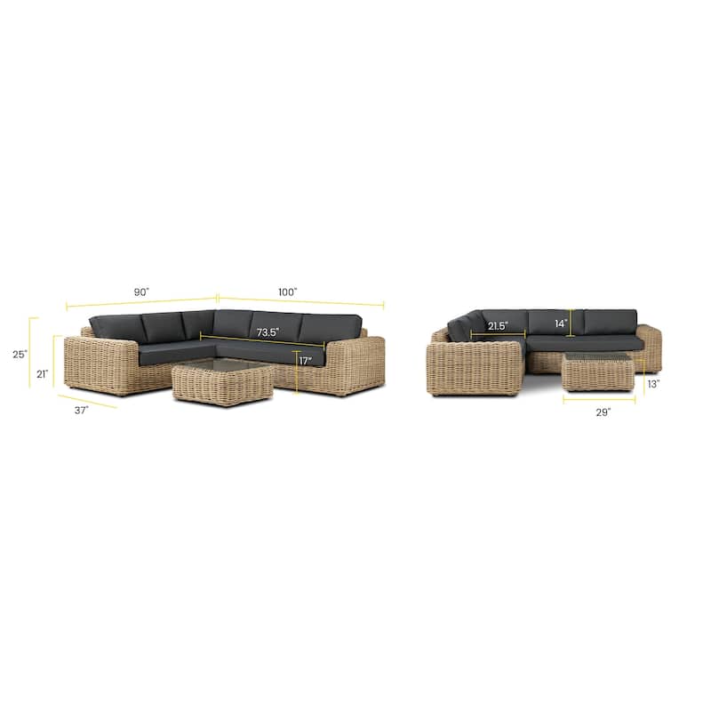 Poly & Bark Puglia Outdoor/Patio Corner Sectional Set with Coffee Table