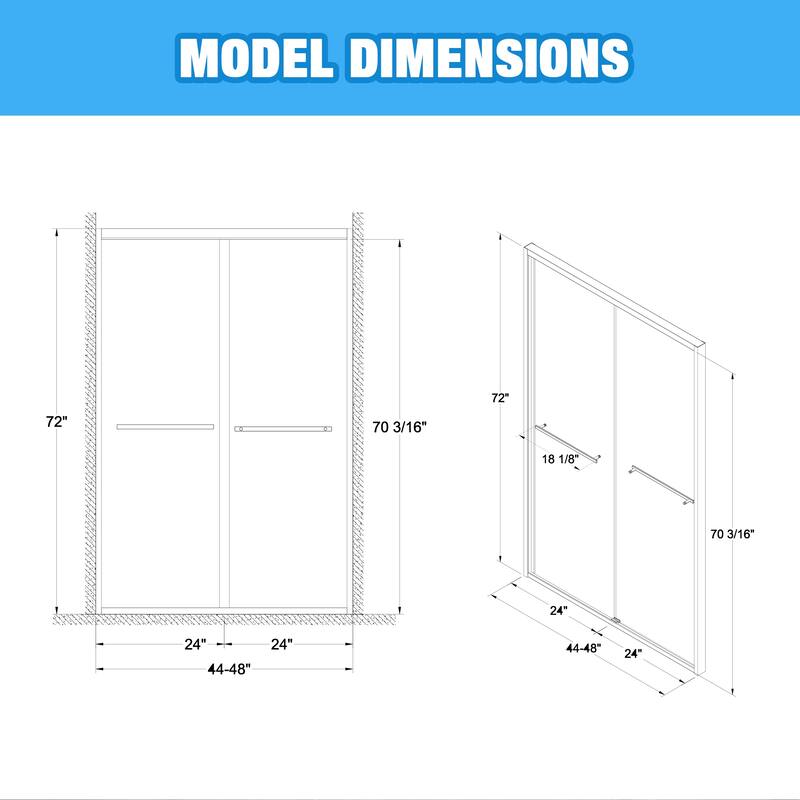 Aluminum Frame Double Sliding Shower Door