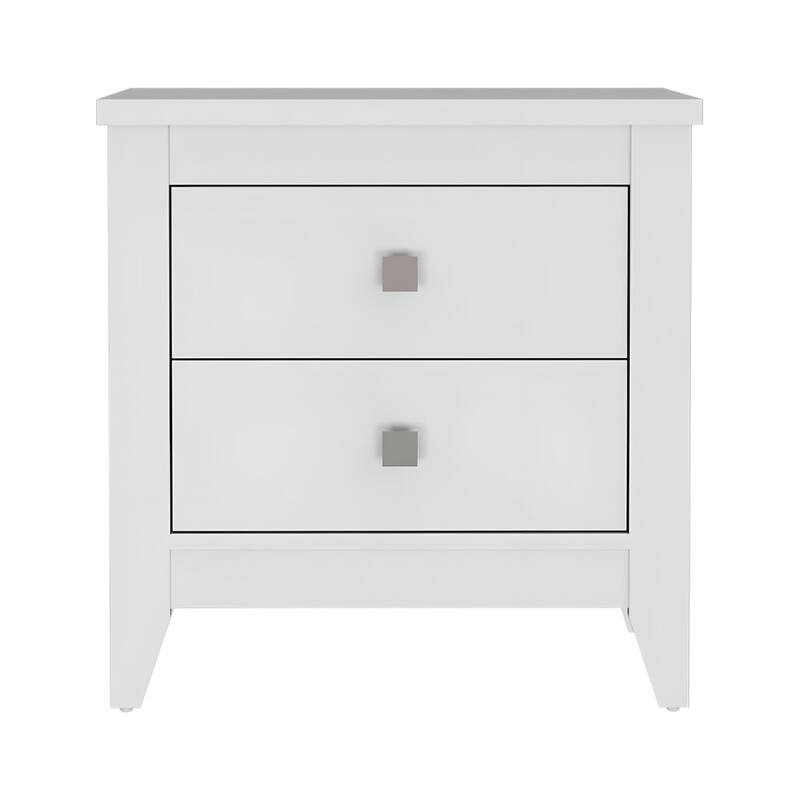 HomeRoots 24" White Wood Two Drawer Nightstand