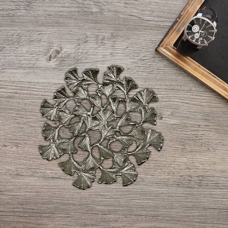 11.5 Inch Wide Decorative Handmade Aluminum Leaf Platter - 11.5 x 11.5 x 2 in