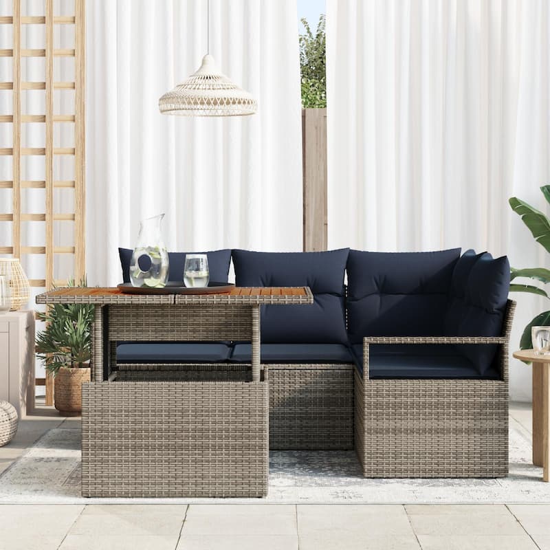 vidaXL 5 Piece Garden Sofa Set with Cushions - 69.7×48×27.2