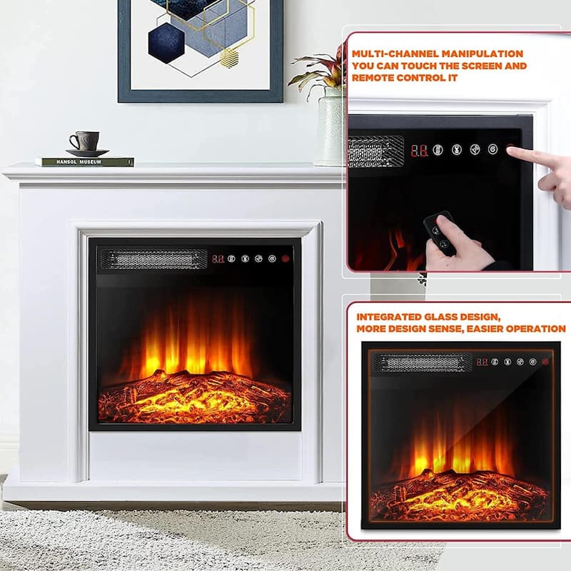 BOSSIN 18/23 inches Electric Fireplace Heater, 750/1500W Electric Fireplace Insert with Overheating Protection