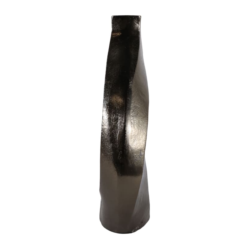 Artistic Metal Swirl Vase with Cut Out Center - Sculptural Flower Vase