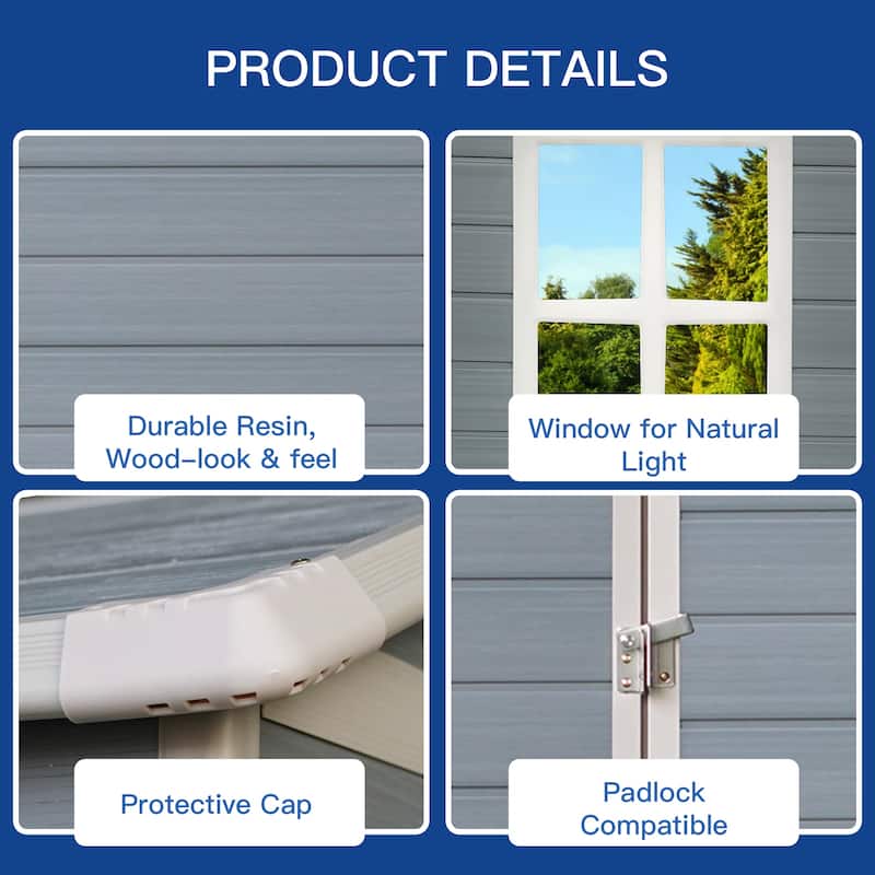 4ft x 6ft Resin Outdoor Storage Shed Plastic Garden Sheds with Floor and Lockable Door for Backyard, Lawn