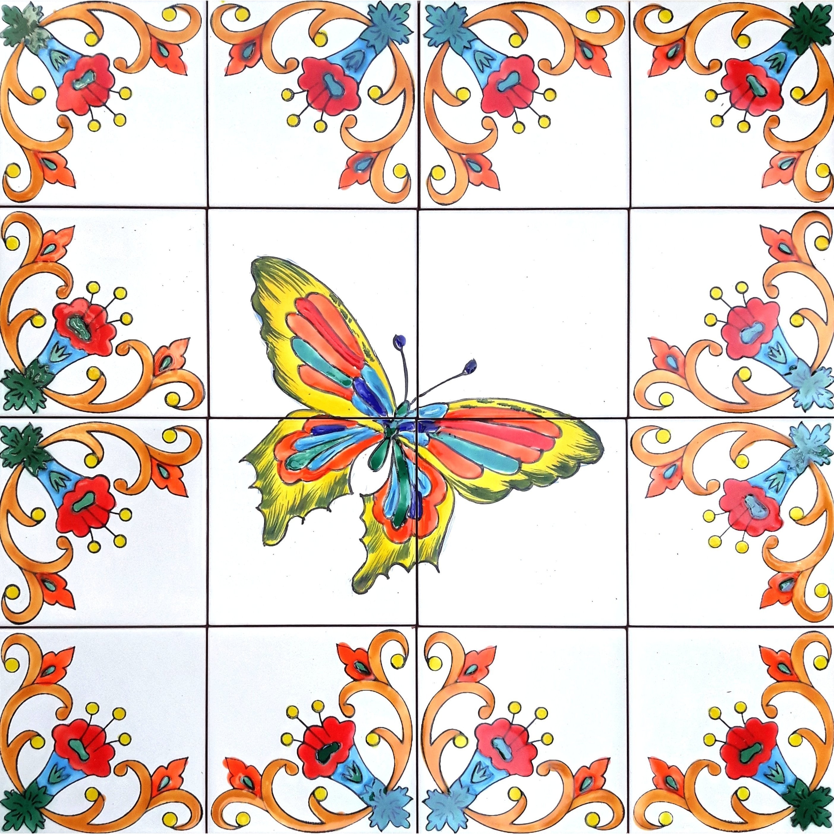 16in x 16in Butterfly Decor Accent Mosaic Wall Mural 16 Ceramic Tiles Bed  Bath  Beyond 33777677