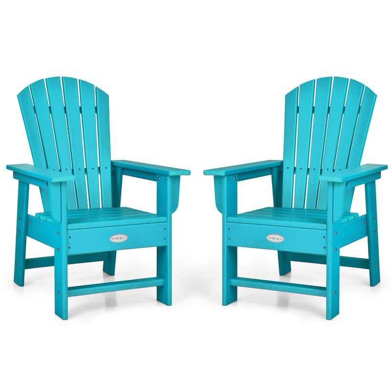 Gymax Set of 2 Kids Patio Adirondack Chair Armchair Weather Resistance - Turquoise