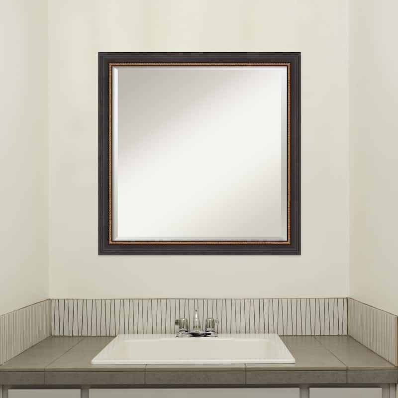 Beveled Wood Bathroom Wall Mirror - Ashton Black Frame - Ashton Black
