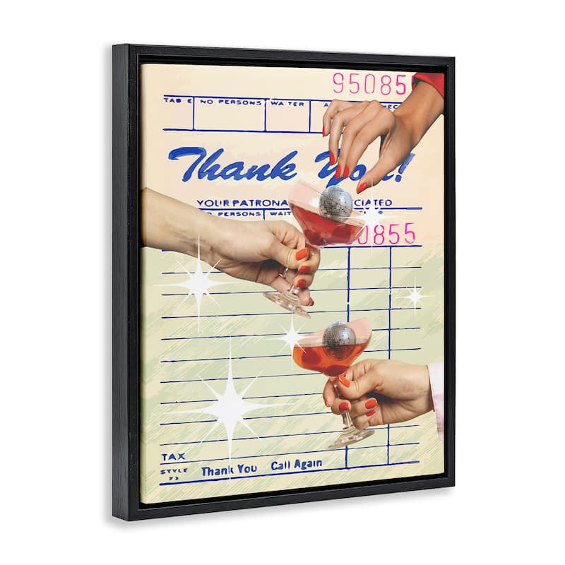 Stupell Drink Cheers Restaurant Check Framed Floater Canvas Wall Art Design By Lil' Rue