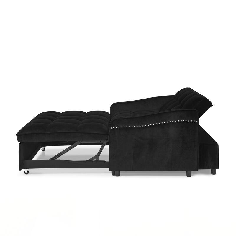 Loveseats Sofa Bed with Pull-out Bed,Adjsutable Back and Two Arm Pocket