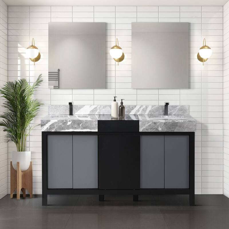 Lexora Zilara Bathroom Vanity in Black and Grey With Contertop