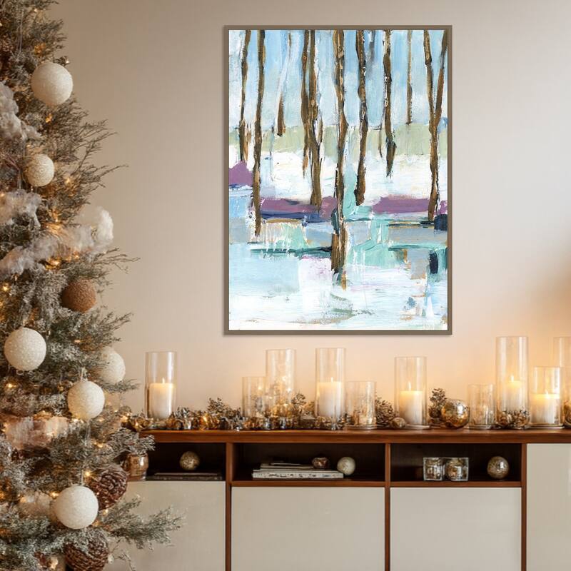 Pastel Forest II by Ethan Harper Framed Canvas Wall Art Print - Sylvie Dark Gold