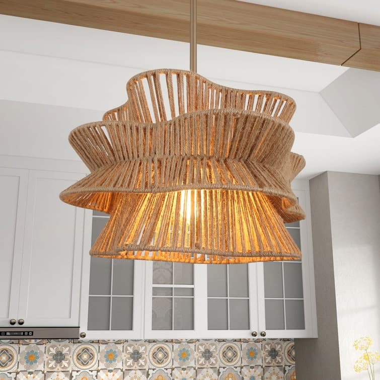 Acroma 1-light Farmhouse Coastal Woven Chandelier for Dining Room - 16'' D * 61'' H