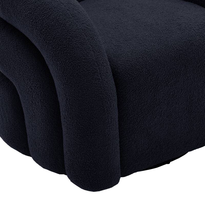 Set of 2 Boucle Upholstered Swivel Accent Barrel Chairs