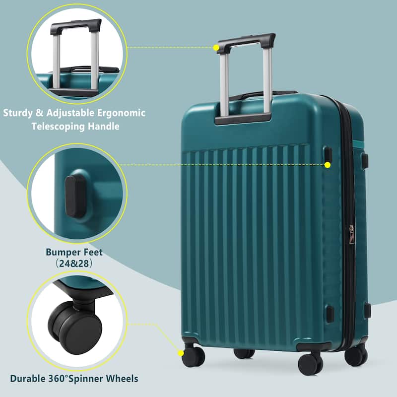 3 Piece Luggage Set Lightweight Hardside Suitcase w/Spinner Wheels