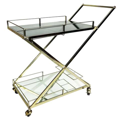 Two Tier 33"h Rolling Bar Cart, Gold 33.0"H - 34.0" x 17.0" x 33.0"