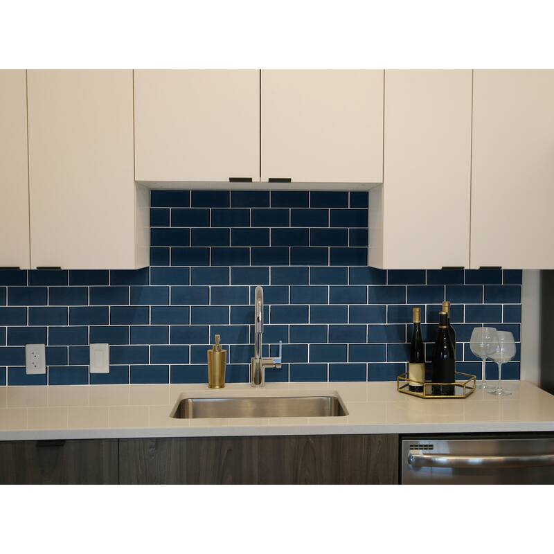 Ackland AKM-G-3X6TL-CA 6" x 12" Glass Solid Wall Tile - Glossy Visual - Kurova