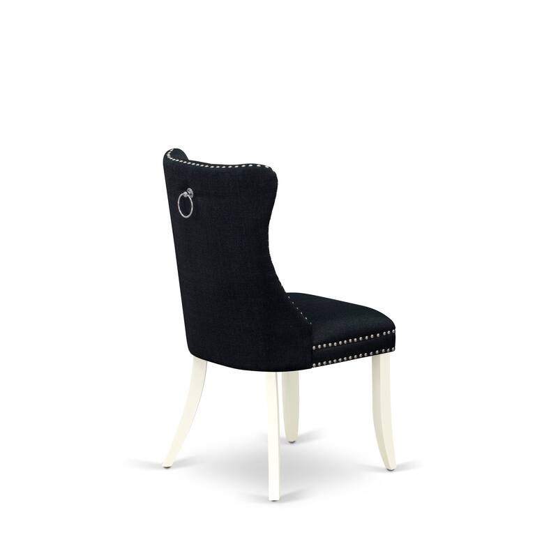 East West Furniture Dining Table Set Includes a Round Kitchen Table and Padded Parson Chairs, Linen White (Pieces Options)