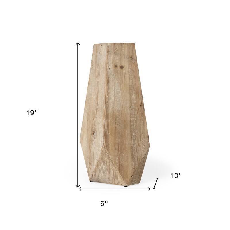 HomeRoots 9" Natural Abstract Cylinder Solid Wood Table Vase