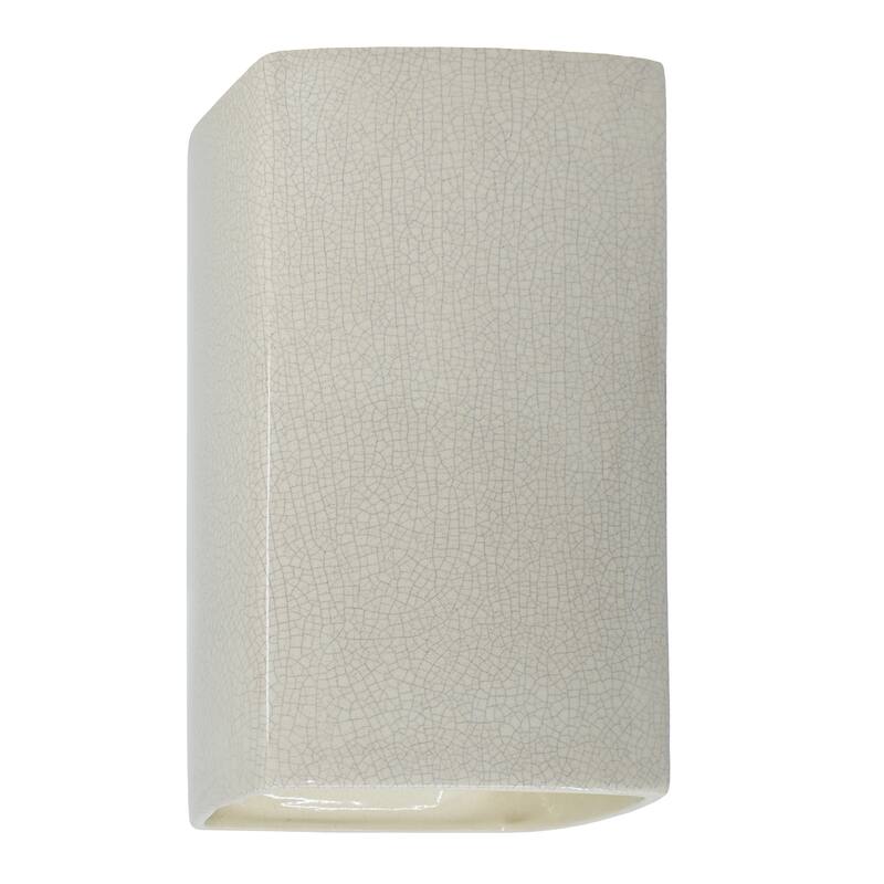 Justice Design Ambiance - Large Rectangle Wall Sconce - Open Top & Bottom (Outdoor) - Replaceable Bulb - White Crackle
