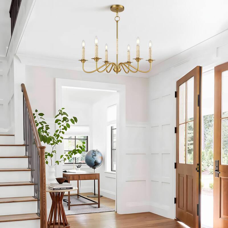 LamQee Rattan Kitchen Island Chandelier Corn Rope Woven Pendant