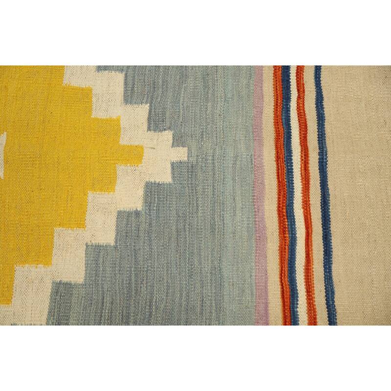 Hand Woven Oriental 100% Wool Carpet Southwestern Tribal Multi-Colored Kilim Area Rug - 11' 8'' X 9' 1''