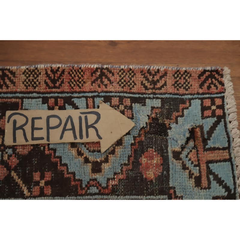 Hand Knotted Oriental 100% Wool Carpet Traditional Geometric Oranges & Rust Hamedan Area Rug - 6' 5'' X 4' 2''