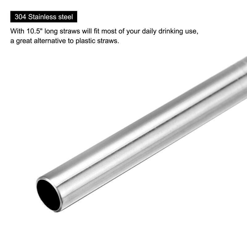 Reusable Metal Straws 2Pcs, Straight Drinking Straw 10.5" x 0.3"