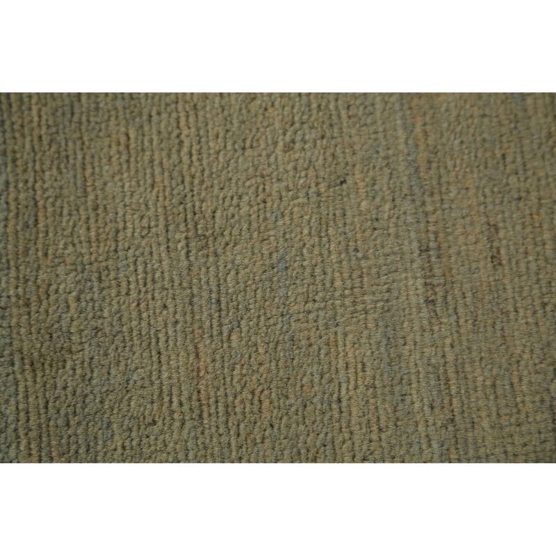 Green Gabbeh Modern Runner Rug Hand-Knotted Wool Carpet - 2'9" x 9'8"