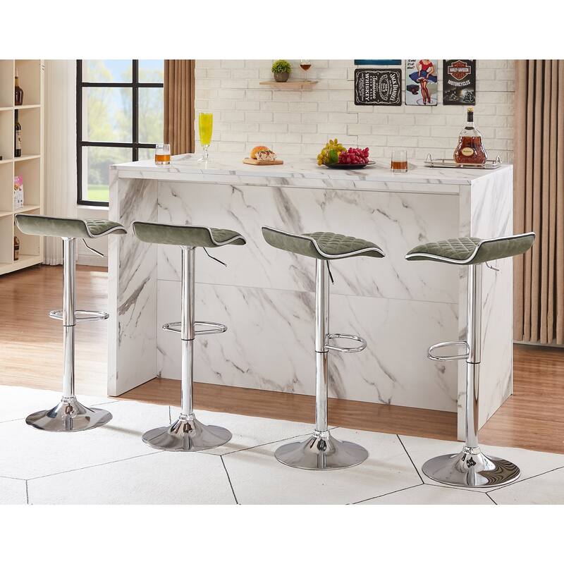 VECELO Barstools Adjustable Height Faux Leather Backless Modern Swivel Bar Stools (Set of 2)-Five colors
