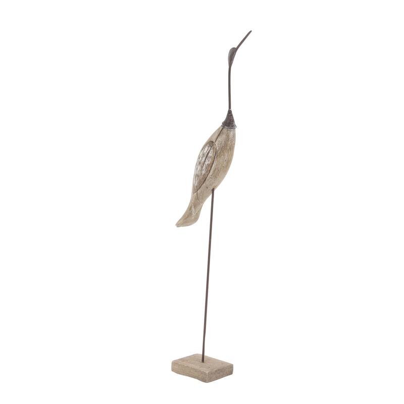 Brown Wood Bird Decorative Sculpture (Set of 2)