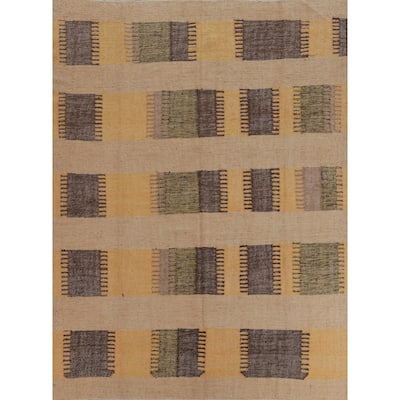 Hand Woven Oriental 100% Jute Carpet Southwestern Modern Multi-Colored Kilim Area Rug - 9' 5'' X 8' 5''
