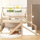 preview thumbnail 18 of 28, Twin over Twin Loft Bunk Bed with Slide & Staircase, House-Shaped Wood House Bed Frame & Full-Length Fence No Box Spring Needed
