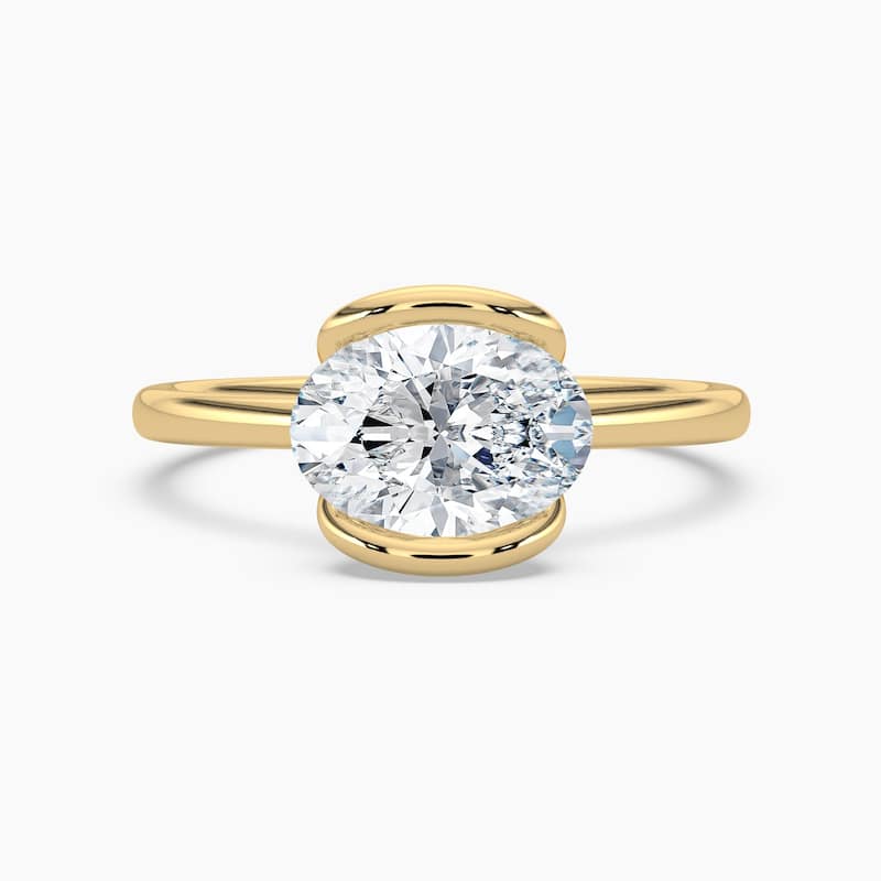 Auriya 14K Gold Lab Grown Diamond Oval East-West Large Loop Solitaire Engagement Ring 1.00 - 5.00ct. tw. (F-G, VS) - 5.00 carats - 5.5 - Yellow