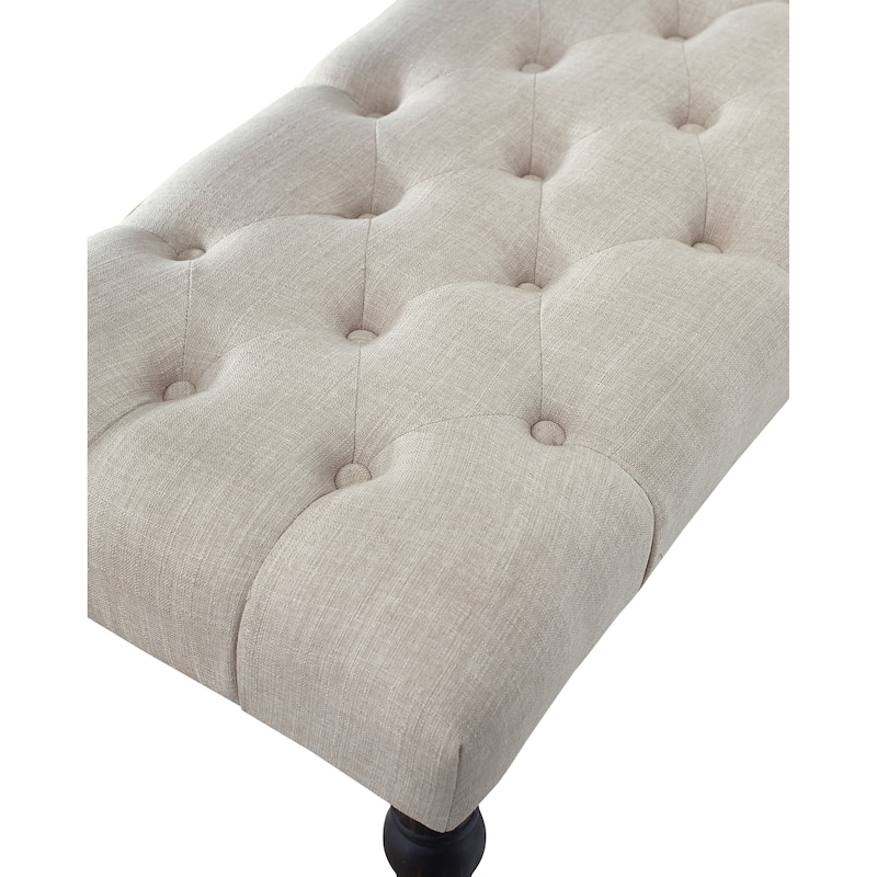 Fabric Tufted Turned Leg Dining Bench
