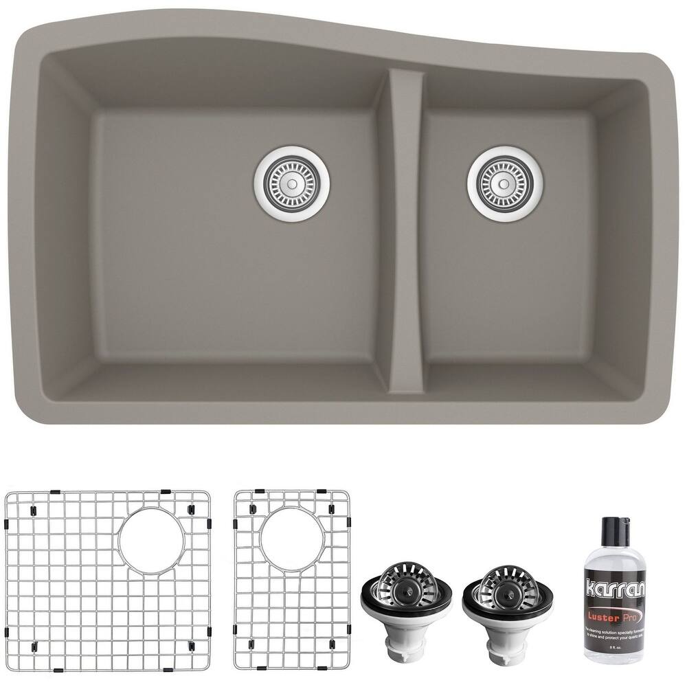 Karran USA QU-721-PK1 Quartz QU 33-1/2" Undermount Double Basin Quartz