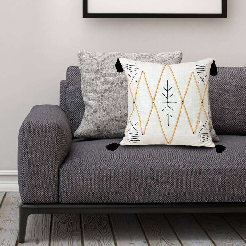 Sevita Bohemian Basics Textured Diamond Embroidered Throw Pillow