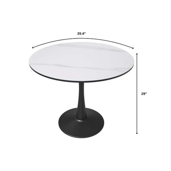 dimension image slide 5 of 6, Bristol Modern 40" Round Kitchen Table, Sintered Stone/MDF Top - Contemporary Pedestal Dining Table for Small Spaces