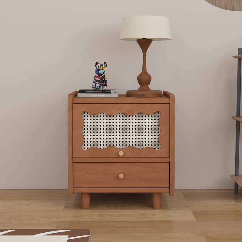 Wooden Nightstand - Walnut